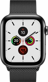 Apple Watch Series 5 (GPS + Cellular) 44mm Edelstahl space schwarz mit Milanaise-Armband space schwarz