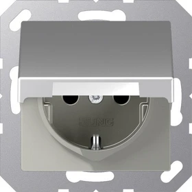 Jung Serie A Steckdose mit Klappdeckel, aluminium