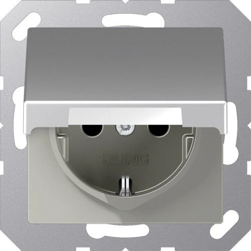 Jung Serie A Steckdose mit Klappdeckel, aluminium