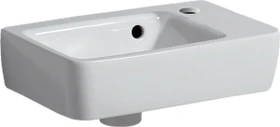 Geberit Renova Plan Handwaschbecken verkürzte Ausladung 36cm, Hahnloch mittig, mit Überlauf, weiß/KeraTect