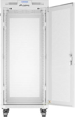 Lanberg 19" Rackschrank 27HE, LCD, freistehend, Flat Pack, Gitternetztür, IP20, RAL 7035, 800mm tief