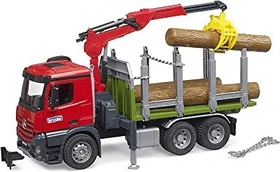 Bruder Profi-Serie Arocs Holztransport LKW mit Ladekran, Greifer und 3 Baumstämmen
