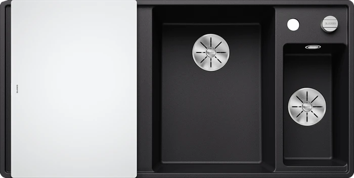 Blanco Axia III 6 S-F InFino Becken rechts mit Ablauffernbedienung schwarz inkl. Glasschneidebrett