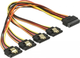 DeLOCK 15-Pin SATA Strom Stecker auf 4x 15-Pin SATA Strom Buchse, Adapterkabel, 30cm (60157)