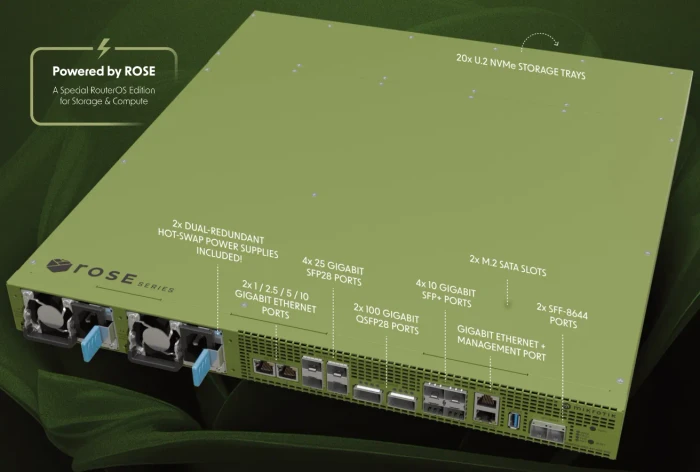 MikroTik ROSE Data Server RDS2216 Rackmount 10G Router, 4x SFP28, 4x SFP+, 2x RJ-45, 2x QSFP28