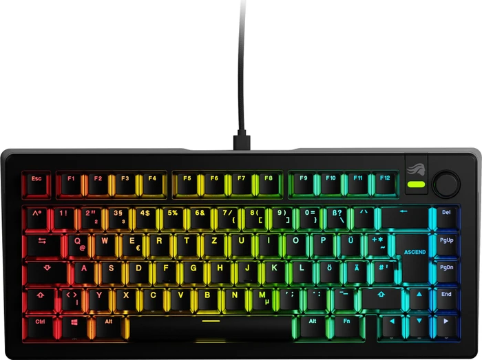 Glorious GMMK 3 75% Pre-built Gaming Keyboard, schwarz, LEDs RGB, Glorious Fox MX, USB, DE