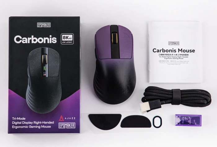 Epomaker Carbonis 8KHz Wireless Gaming Mouse, Black Purple, USB/Bluetooth