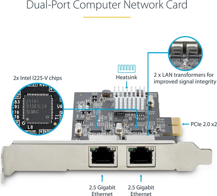 StarTech 2.5G LAN-Adapter, 2x RJ-45, PCIe 3.0 x2