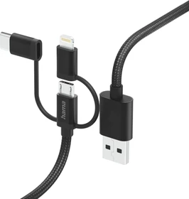 Hama 3in1 Multi-Ladekabel USB-A - Micro-USB USB-C und Lightning 1m schwarz