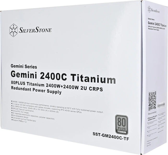 SilverStone Gemini 2400C Titanium CRPS Redundant 2400W, 2HE-Servernetzteil