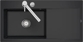 Villeroy & Boch Subway Style 60 Einbau Becken links mit Ablauffernbedienung pure black