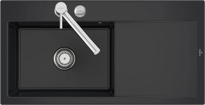 Villeroy & Boch Subway Style 60 Einbau Becken links mit Ablauffernbedienung pure black