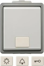 Siemens DELTA fläche IP44 Taster mit weißem Fenster, dunkelgrau/hellgrau