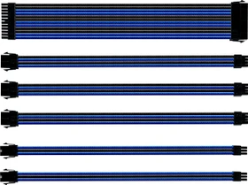 Cooler Master Sleeved Extension Cable Kit, 30cm, schwarz/blau (CMA-SEST16BLBK1-GL)