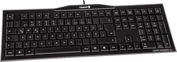 Cherry MX Board 3.0, Logo weiß/Status LEDs grün, Kabel abnehmbar, MX RED, USB, DE