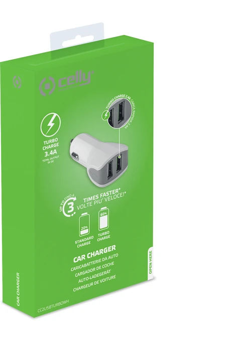 Celly Turbo Car Charger 3.4A weiß
