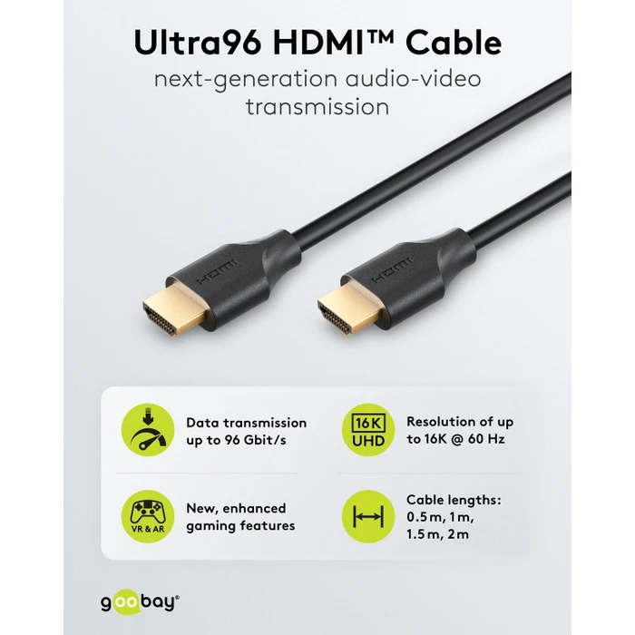 goobay Ultra96 HDMI 2.2 Kabel 96Gbps schwarz, 2m