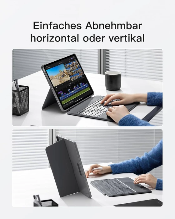 Inateck Abnehmbare Tastatur für iPad Air 6 13"/iPad Pro 12.9", grau, DE