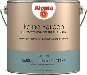 Alpina Farben Feine Farben No. 39 Quelle der Gelehrten innen gelassenes mittelblau edelmatt blau, 2.5l