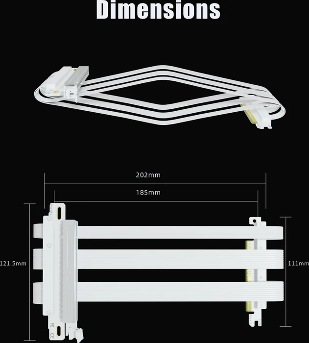 Glotrends Dual Reverse Riser Cable, gewinkelt, PCIe 5.0, 185mm, weiß