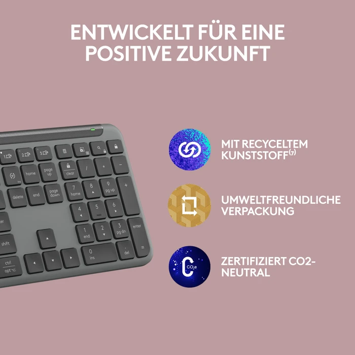 Logitech K950 Signature Slim, Graphite, Logi Bolt, USB/Bluetooth, DE