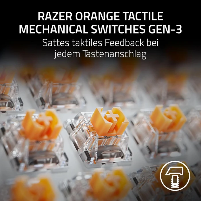 Razer Reclusa X Mini 65%, schwarz/weiß/grün, LEDs RGB, Razer ORANGE Tactile Gen-3, USB, DE