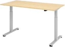Hammerbacher Ergonomic Aktiv XMST16/3/S elektrisch höhenverstellbarer Sitz-Steh-Schreibtisch 160x80cm Ahorn/silber