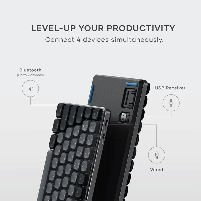 Satechi SM1 Slim Mechanical Backlit BT Keyboard, Dark, grau/schwarz, low-profile BROWN Switches, USB/Bluetooth, US