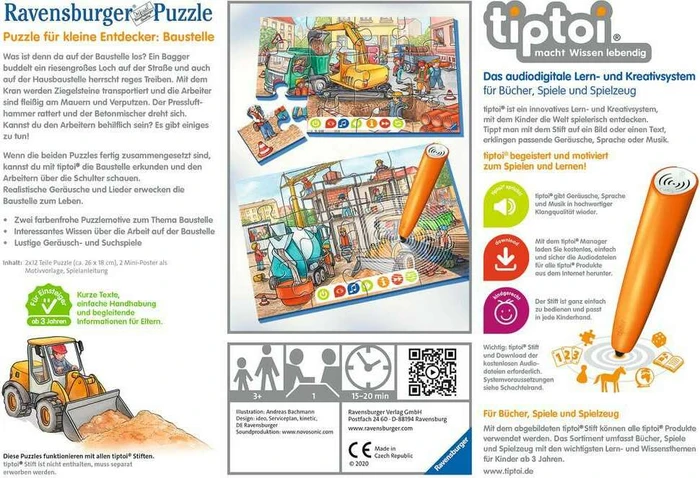 Ravensburger tiptoi Puzzle: Puzzle für kleine Entdecker: Baustelle