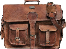 Cuero 18" Vintage Leder Umhängetasche Dark Brown, braun