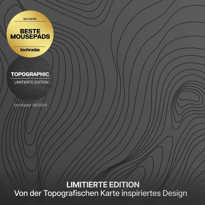SteelSeries QcK XXL Topographic Limited Edition, 900x400mm, Muster schwarz/grau