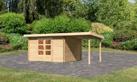 Karibu Bastrup 7 Gartenhaus inkl. Anbau 2m natur