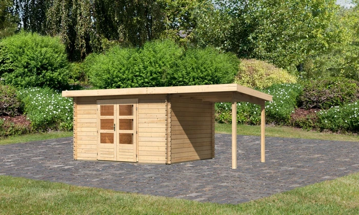 Karibu Bastrup 7 Gartenhaus inkl. Anbau 2m natur
