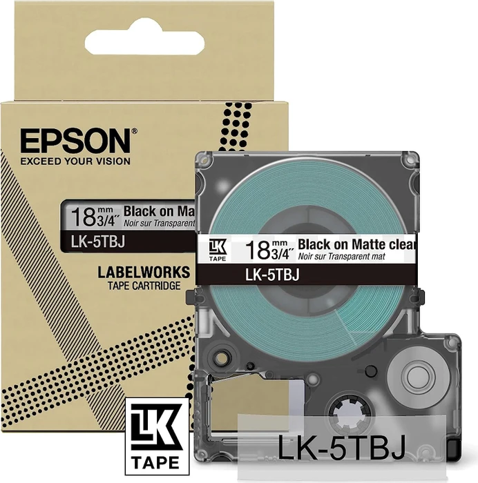 Epson LK-5TBJ Beschriftungsband, 18mm, schwarz/transparent matt