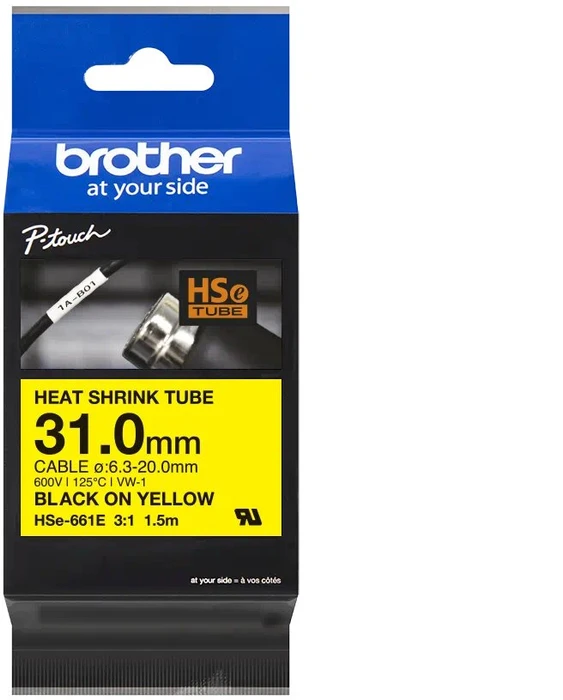 Brother HSe-661E Schrumpfschlauch, 31mm, schwarz/gelb
