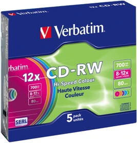 Verbatim CD-RW 80min/700MB, 12x, 5er Pack