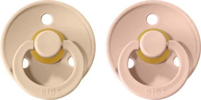 Bibs Schnuller rund, 0-6M, Latex, baby vanilla/blush, 2 Stück (110213)