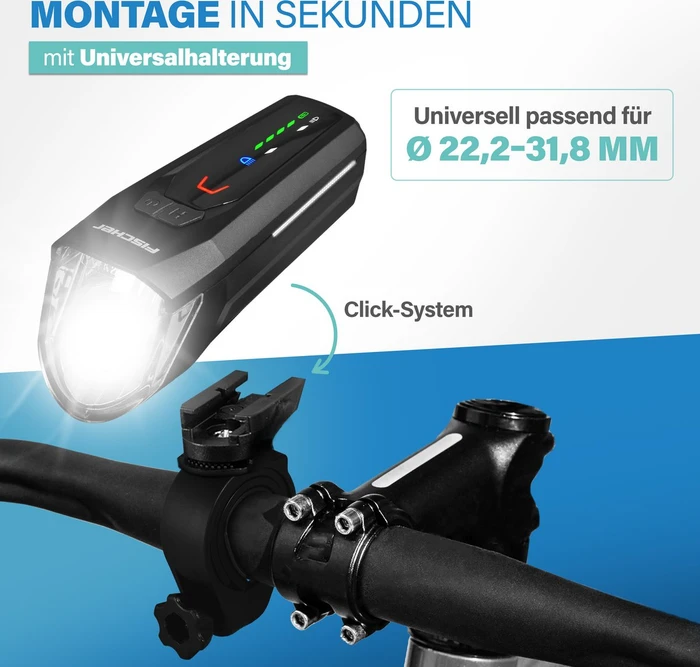 Fischer LED-Akku 180 Lux Frontlicht schwarz
