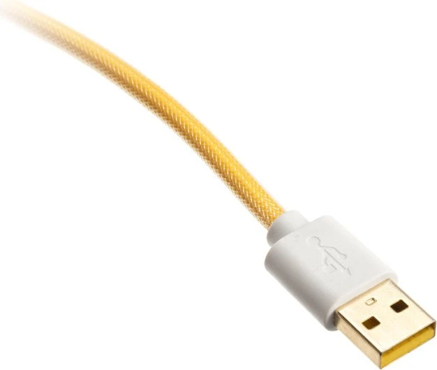 Ducky Premicord Spiralkabel USB-C auf USB-A, Tastaturkabel (Spiral-Textilkabel), 1.8m, Yellow Ducky