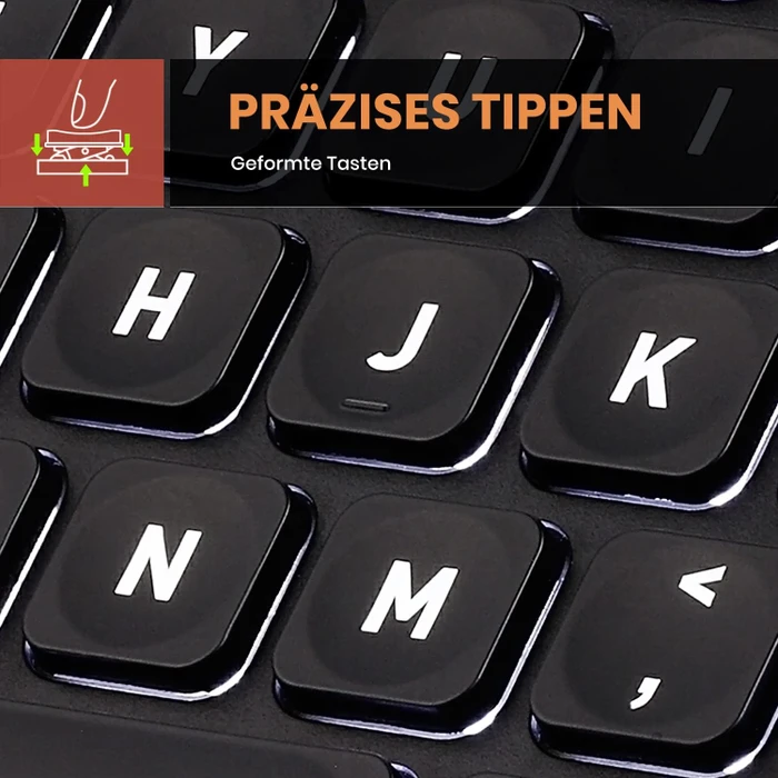 Perixx Periboard-732 Wireless Mini Keyboard, schwarz, LEDs weiß, USB, DE