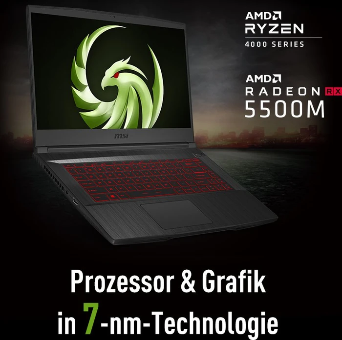 MSI Bravo 15 016-A4DDR, Ryzen 7 4800H, 8GB RAM, 512GB SSD, Radeon RX 5500M, DE