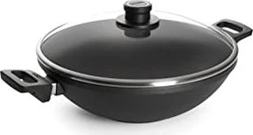 Woll nowo Titanium Induction Gusswok mit Glasdeckel und Tempura-Grill 32cm