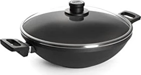 Woll nowo Titanium Induction Gusswok mit Glasdeckel und Tempura-Grill 32cm
