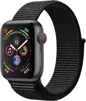 Apple Watch Series 4 (GPS + Cellular) Aluminium 40mm grau mit Sport Loop schwarz