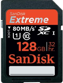 SanDisk Extreme R80/W30 128GB, UHS-I, Class 10