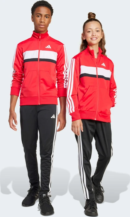 adidas Seasonal Essentials Tiberio 3-Streifen Tricot Trainingsanzug pure ruby/white (Junior)
