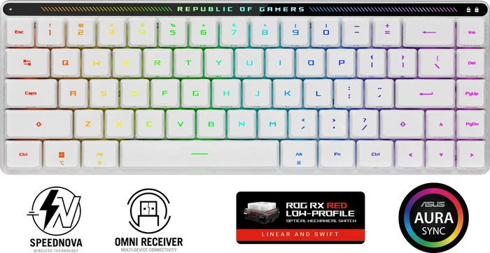 ASUS ROG Falchion RX Low Profile, weiß/silber, ROG RX RED Low-Profile, USB/Bluetooth, UK