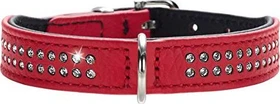 Hunter Diamond Petit Halsband, Leder, mit Strasssteinchen, 32 XS, schwarz
