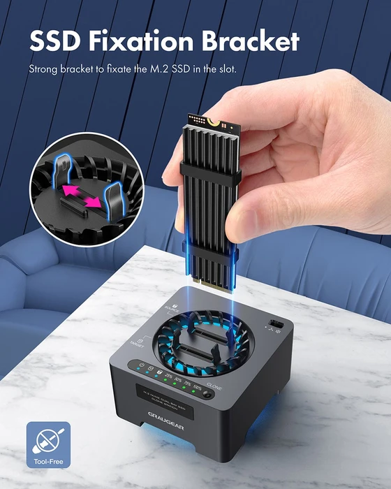 Graugear G-M2DK-CL-20G, M.2 NVMe Dockingstation mit Klon-Funktion, USB-C 3.2