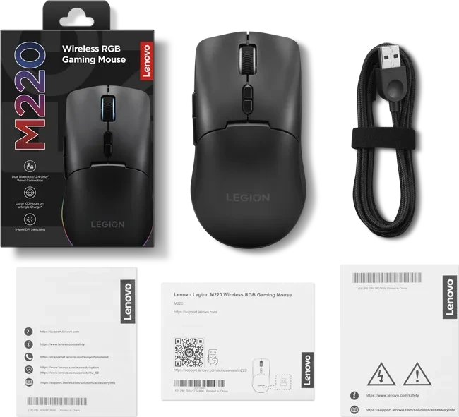 Lenovo Legion M220 Wireless RGB Gaming Mouse, schwarz, USB/Bluetooth